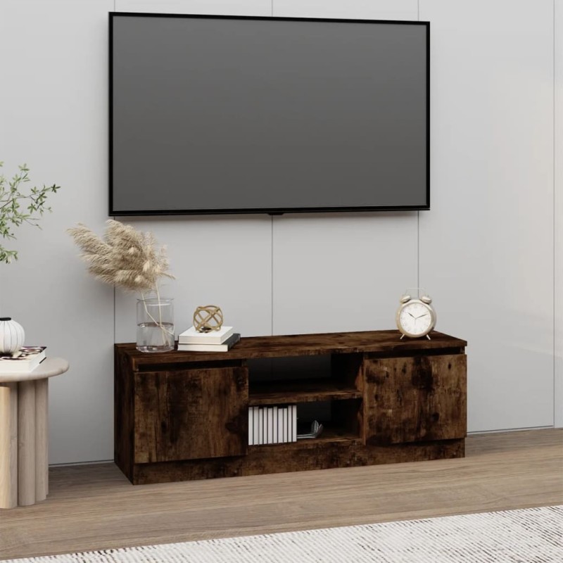 Meuble TV avec porte Chêne fumé 102x30x36 cm 634808634808