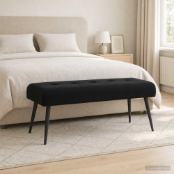 Banc avec capitonnage bouton Noir 110 x 40 x 46 cm Velours 634810634810