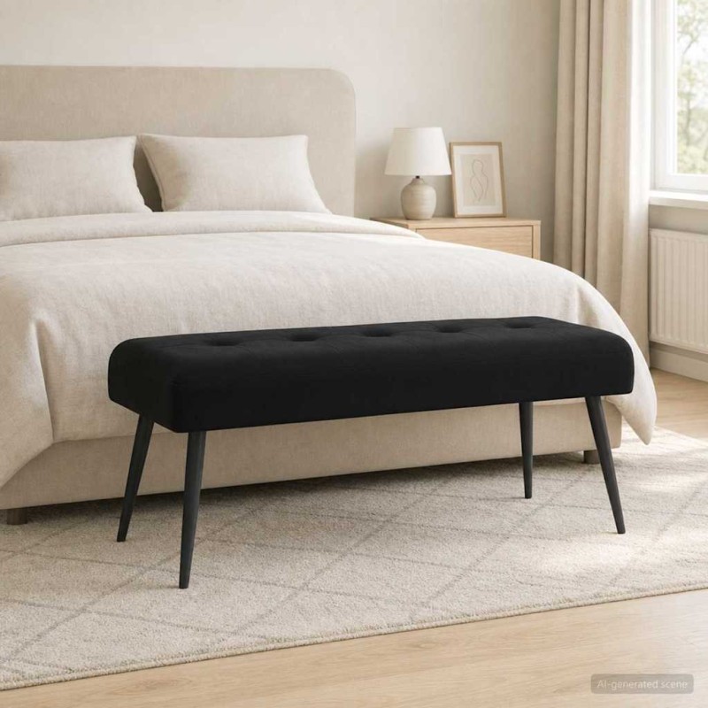 Banc avec capitonnage bouton Noir 110 x 40 x 46 cm Velours 634810634810