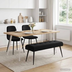 Banc avec capitonnage bouton Noir 110 x 40 x 46 cm Velours 634810634810