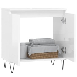 Armoire de bain blanc brillant 58x33x60 cm bois d'ingénierie 634813634813