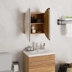 Armoire de salle de bain miroir rond et LED Chêne 40x40x17,5 cm 634822634822