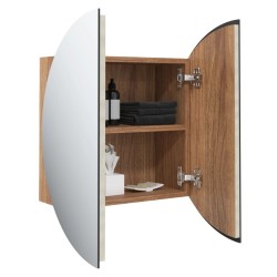 Armoire de salle de bain miroir rond et LED Chêne 40x40x17,5 cm 634822634822