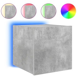 Meuble TV mural avec lumières LED gris béton 30,5x35x30 cm 634835634835