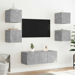 Meuble TV mural avec lumières LED gris béton 30,5x35x30 cm 634835634835