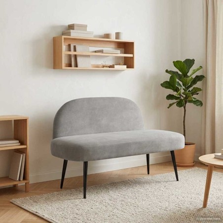 Banc rembourré avec dossier Gris clair 110 x 60 x 76 cm Velours 634837634837