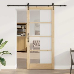 Porte coulissante Naturel et Noir 93 x 211 cm 635727635727