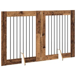Porte de chien pliable avec supports 2 pcs Bois ancien 160,5 cm 635732635732