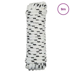 Corde de bateau 9 m 1.2 Blanc et noir Polyester 635740635740