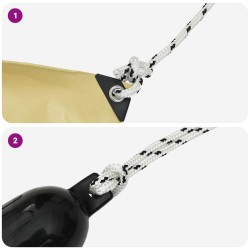 Corde de bateau 9 m 1.2 Blanc et noir Polyester 635740635740