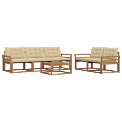 Ensemble de canapés d'extérieur 6 pcs Naturel et Beige 635741635741