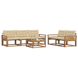 Ensemble de canapés d'extérieur 6 pcs Naturel et Beige 635741635741