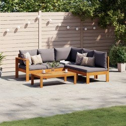 Salon de jardin avec coussins 4 pcs bois d'acacia massif 635742635742