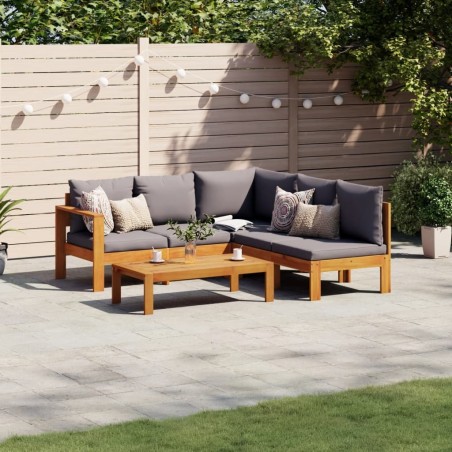 Salon de jardin avec coussins 4 pcs bois d'acacia massif 635742635742