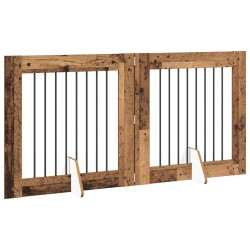 Porte de chien pliable avec supports 2 pcs Bois ancien 160,5 cm 635746635746