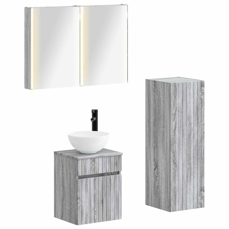Ensemble de mobilier de salle de bain 4 pcs Sonoma gris 635751635751