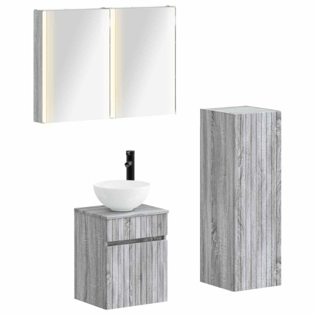 Ensemble de mobilier de salle de bain 4 pcs Sonoma gris 635751635751