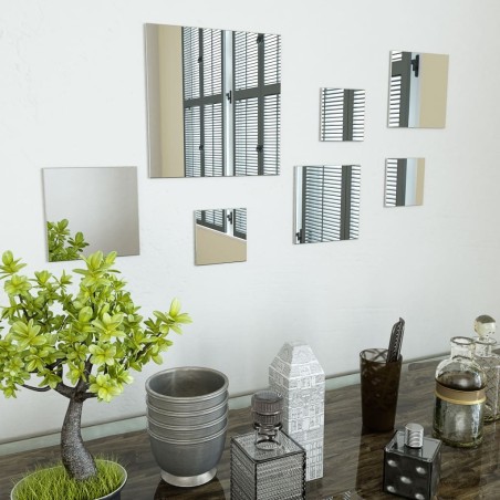 Ensemble de miroirs muraux carrés 7 pcs Verre 635752635752