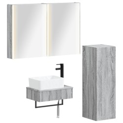 Ensemble de mobilier de salle de bain 4 pcs Sonoma gris 635755635755