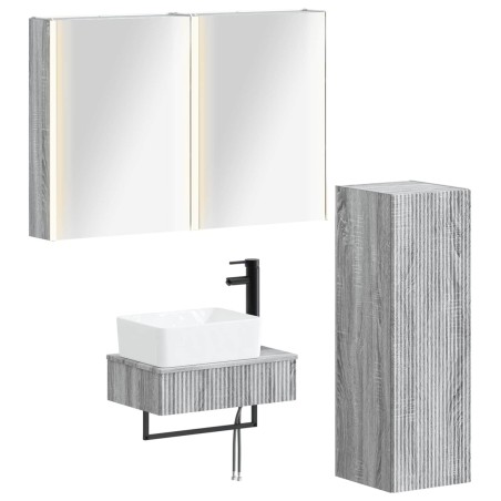 Ensemble de mobilier de salle de bain 4 pcs Sonoma gris 635755635755