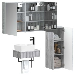 Ensemble de mobilier de salle de bain 4 pcs Sonoma gris 635755635755