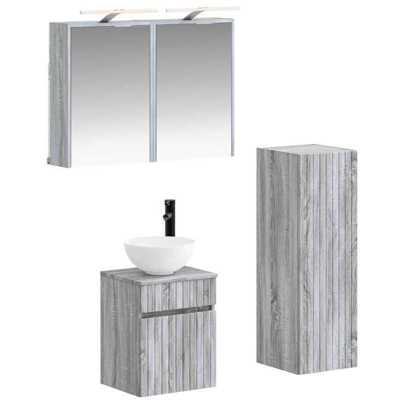 Ensemble de mobilier de salle de bain 4 pcs Sonoma gris 635756635756