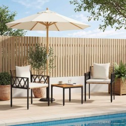 Ensemble de meubles d'extérieur 3 pcs Marron et crème blanche 635757635757