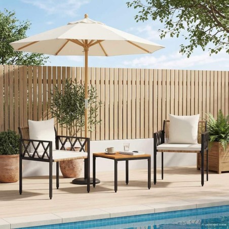Ensemble de meubles d'extérieur 3 pcs Marron et crème blanche 635757635757