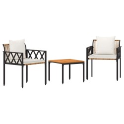 Ensemble de meubles d'extérieur 3 pcs Marron et crème blanche 635757635757
