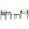 Ensemble de meubles d'extérieur 3 pcs Marron et crème blanche 635757635757