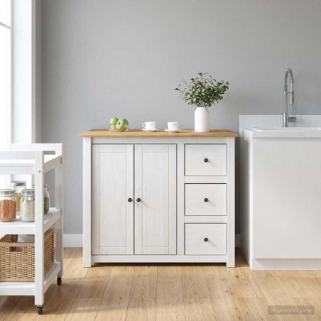 Chariot de cuisine PANAMA 2 pcs Blanc et Cire de Miel 635762635762