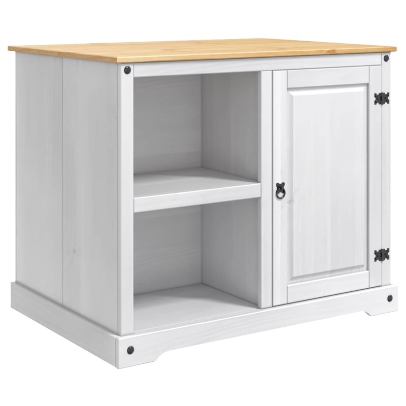 Chariot de cuisine 2 pcs Blanc et Cire de Miel Pin massif 635771635771