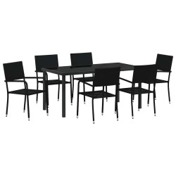 Ensemble de salle à manger pour jardin 7 pcs Noir polyrotin 635776635776