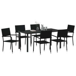Ensemble de salle à manger pour jardin 7 pcs Noir polyrotin 635776635776