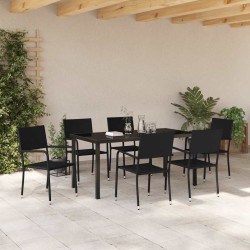 Ensemble de salle à manger pour jardin 7 pcs Noir polyrotin 635776635776