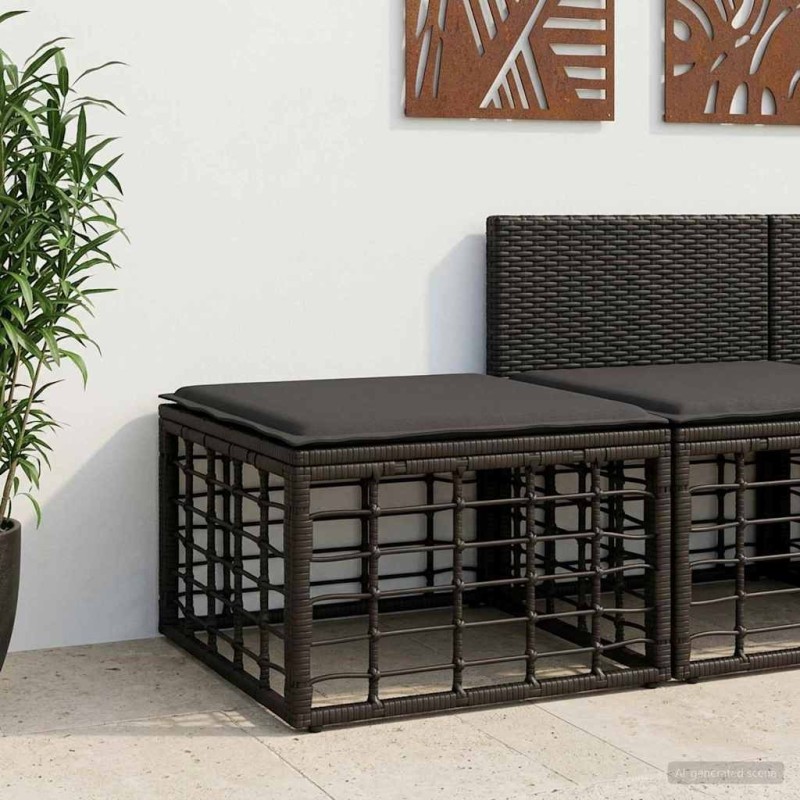 Pouf de Jardin Noir polyrotin 635782635782