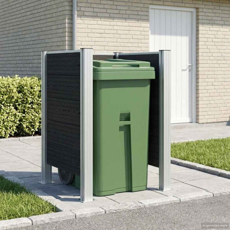 Clôture de poubelle Gris 85 x 85 x 115 cm Aluminium et WPC 635784635784