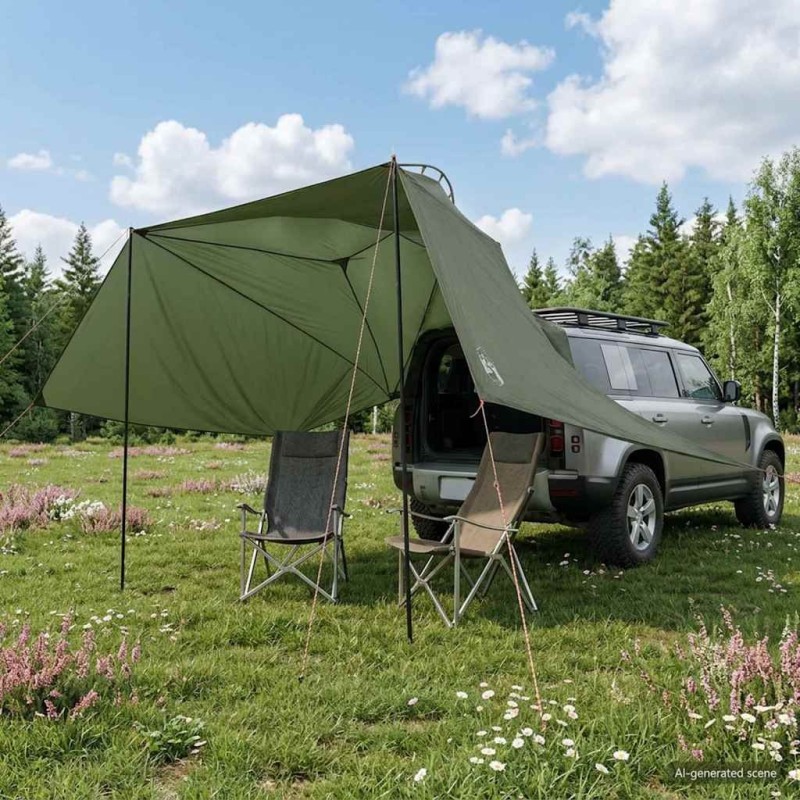 Tente de voiture Vert armée 350 x 250 cm Polyester et Acier 635789635789