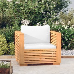 Fauteuil de jardin avec coussins crème Bois de teck massif 635791635791