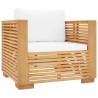 Fauteuil de jardin avec coussins crème Bois de teck massif 635791635791