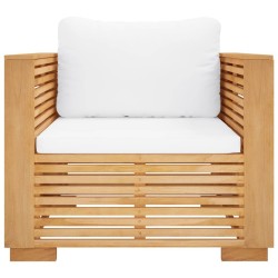 Fauteuil de jardin avec coussins crème Bois de teck massif 635791635791