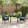 Ensemble table et chaises avec coussin 3 pcs Noir Rotin PE 635810635810