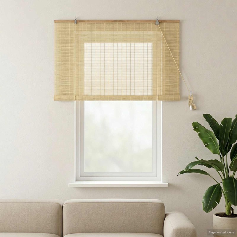 Store enrouleur Naturel 160 x 160 cm Bambou 635812635812
