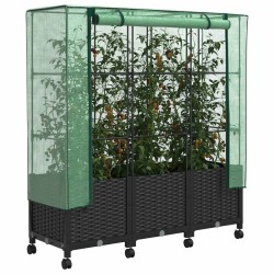 Jardinière de jardin avec couverture de serre et roues 3 pc PP 635813635813