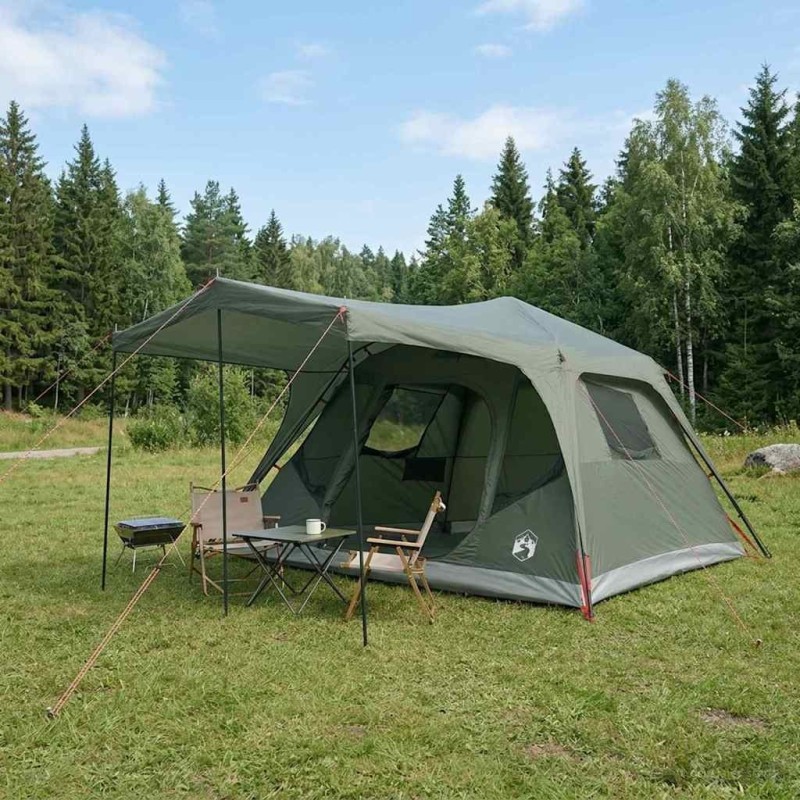 Tente familiale avec toit Vert armée 305 x 275 x 190 cm 635833635833