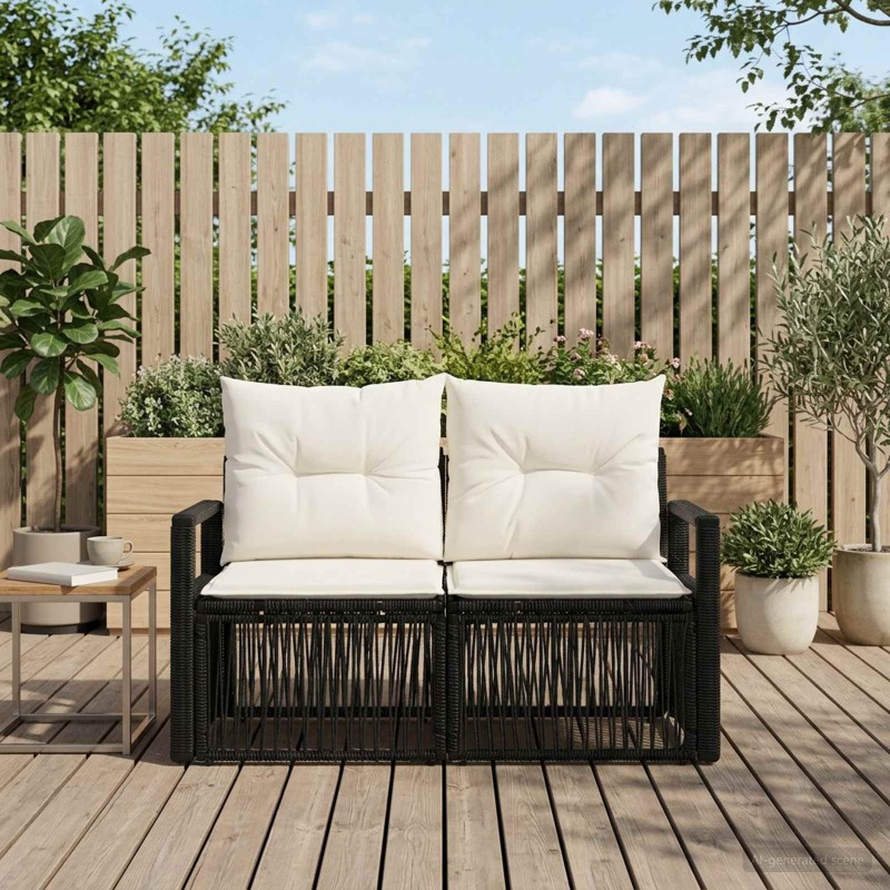 Canapé de jardin 2-Nombre de places Noir polyrotin 635840635840