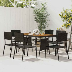 Ensemble à manger d'extérieur 7 pcs Résine tressée Noir 635844635844