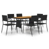 Ensemble à manger d'extérieur 7 pcs Résine tressée Noir 635844635844