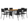 Ensemble à manger d'extérieur 7 pcs Résine tressée Noir 635844635844