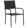 Ensemble à manger d'extérieur 7 pcs Résine tressée Noir 635844635844